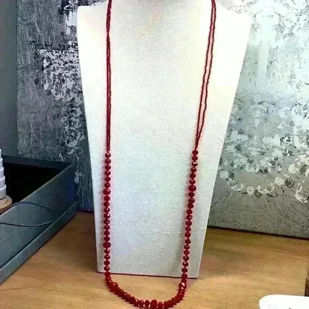 Vintage Glass Crystal and Seed Beads Dark Red